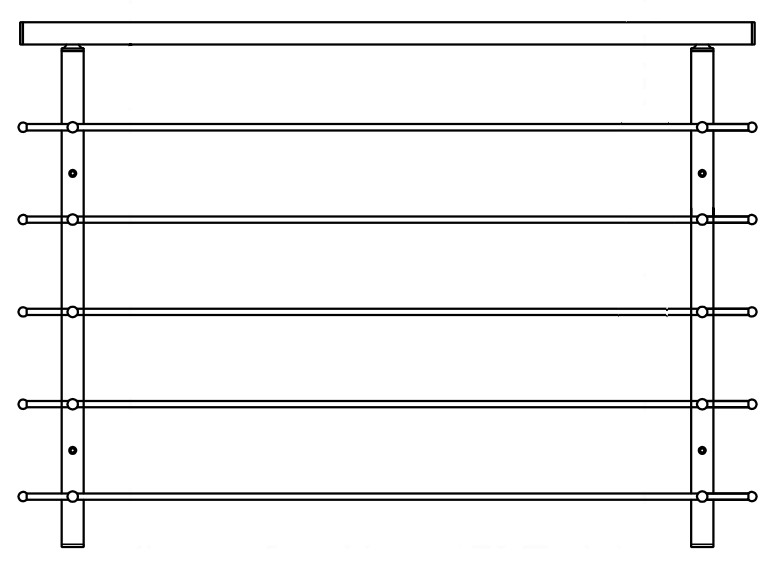 1m Sada zábradlí k franc. oknu, nerez AISI304, madlo D42,4x2mm, výplň 12x1,5mm, 1m délka